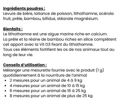ANIMAÉ Solidité des Os - Calcium & Ossature Chien Chat | 100g