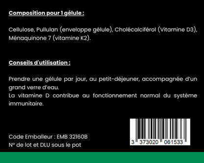 LYNÁ Rempart - Immunité Vitamines D3 + K2 | 80 gélules